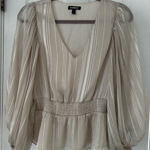 Express Beige Striped Women's Wide sleeve blouse